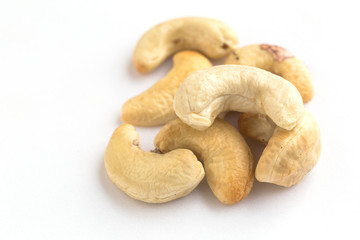 A cashew seed on white background.