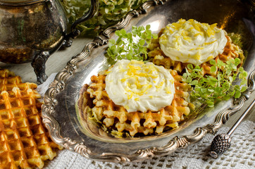 Breakfast - waffles with mascarpone