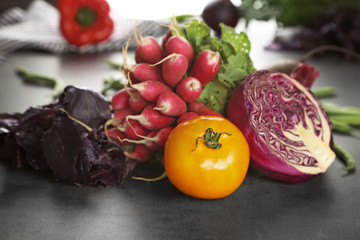 Fresh vegetables on table