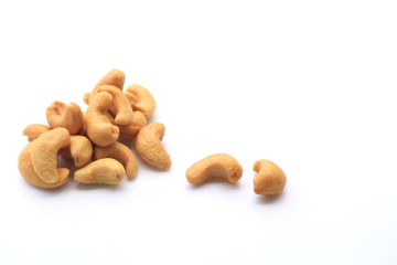 A cashew seed on white background.