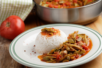 Green bean stew with rice