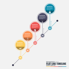 Thin line flat timeline infographic elements