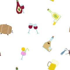 Seamless background with alcohol icons for your design