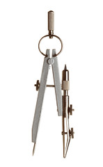 Compass opened with adjustment knob over white