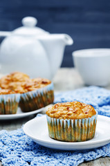 healthy walnuts dried apricots carrot oats muffins