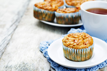 healthy walnuts dried apricots carrot oats muffins