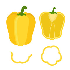 Set of sliced yellow bell pepper.