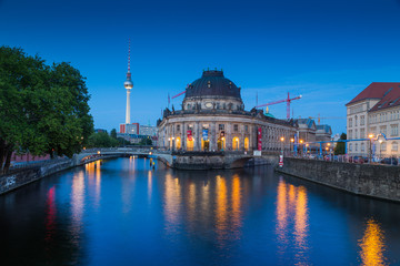 Berlin Museum Island with TV tower in twilight, Berlin, Germany