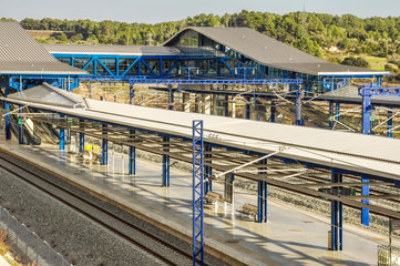 Platforms of modern railway station. Tarragona (Spain).