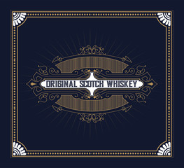 Vintage label design for Whiskey and Wine label, Restaurant bann