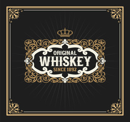 Old  label design for Whiskey and Wine label, Restaurant banner,