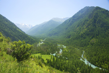 Naklejka na ściany i meble Alpine landscape in Altai Mountains, Siberia, Russian Federation