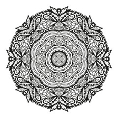 Round decorative ornament, floral pattern, vector illustration