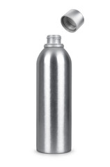 open metal bottle isolated on white background