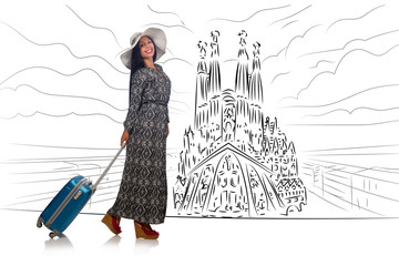 Young woman travelling to Spain to see Sagrada Familia