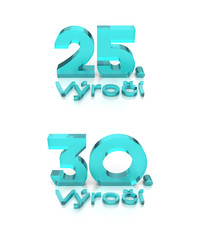 3D Rendering of 25th and 30th Anniversary, Text in Czech Language