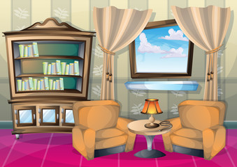 cartoon vector illustration interior living room with separated layers