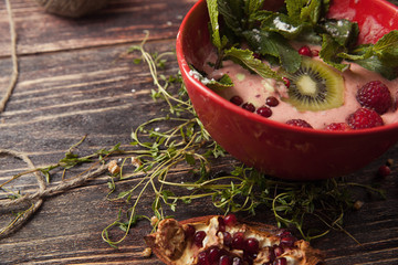 cold smoothie in bowl