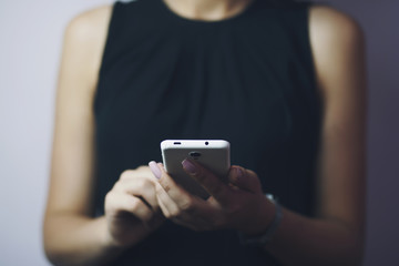 woman hand phone