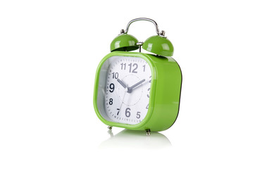 Alarm clock in time concept isolated on white
