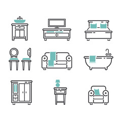 Furniture icons vector illustration.