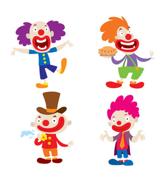 Clown character vector cartoon illustrations