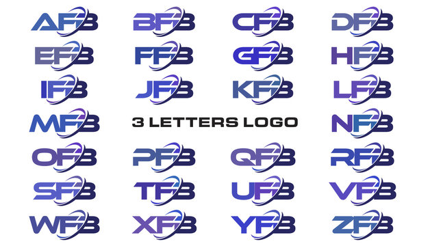 3 letters modern swoosh logo AFB, BFB, CFB, DFB, EFB, FFB, GFB, HFB, IFB, JFB, KFB, LFB, MFB, NFB, OFB, PFB, QFB, RFB, SFB, TFB, UFB, VFB, WFB, XFB, YFB, ZFB