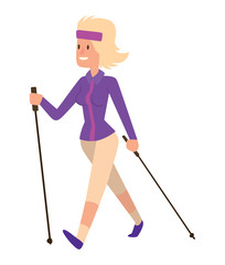 Nordic walking sport vector character