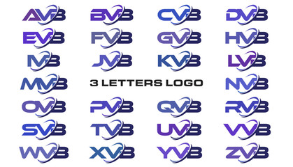 3 letters modern swoosh logo AVB, BVB, CVB, DVB, EVB, FVB, GVB, HVB, IVB, JVB, KVB, LVB, MVB, NVB, OVB, PVB, QVB, RVB, SVB, TVB, UVB, VVB, WVB, XVB, YVB, ZVB