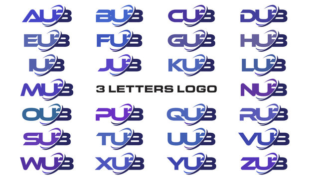 3 letters modern swoosh logo AUB, BUB, CUB, DUB, EUB, FUB, GUB, HUB, IUB, JUB, KUB, LUB, MUB, NUB, OUB, PUB, QUB, RUB, SUB, TUB, UUB, VUB, WUB, XUB, YUB, ZUB