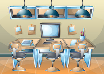 cartoon vector illustration interior office room with separated layers in 2d graphic