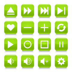 Green media sign rounded square icon web button