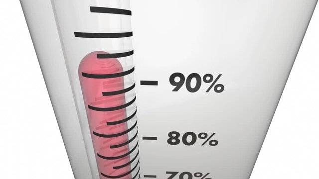 Goal Achieved 100 Percent Results Met Thermometer 3d Animation