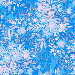 gentle blue ditsy flowers pattern. - 118771402