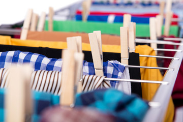 Collapsible clotheshorse isolated on the white background