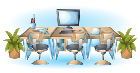 cartoon vector illustration interior office table object with separated layers