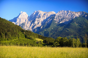 Fototapeta premium Alps valley during early sunset