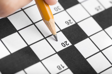 Solving Crossword Puzzle Close up