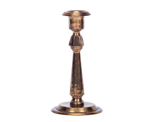 Fototapeta na wymiar Vintage brass candle holder separated on white background