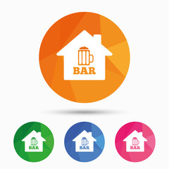 Bar or Pub sign icon. Glass of beer symbol.