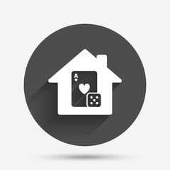 Casino sign icon. Playing card with dice symbol