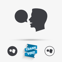 Talk or speak icon. Speech bubble symbol.
