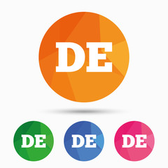 German language sign icon. DE Deutschland.