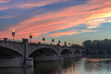 Pedestrian bridge in White River State Park, Indianapolis, Indiana.