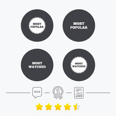 Most popular star icon. Most watched symbol.