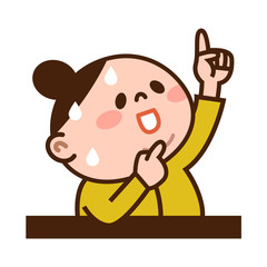 指差す若い女性