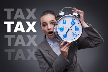 Businessman in late taxes payment concept