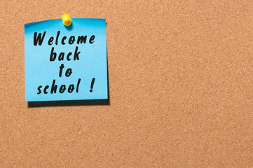 Welcome back to school background, sticker on notice board