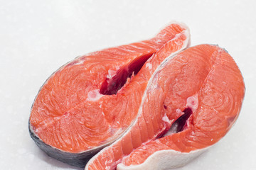 raw salmon fillet isolated on white background