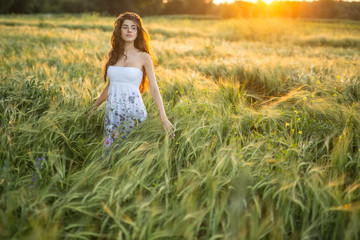 Girl in rye field